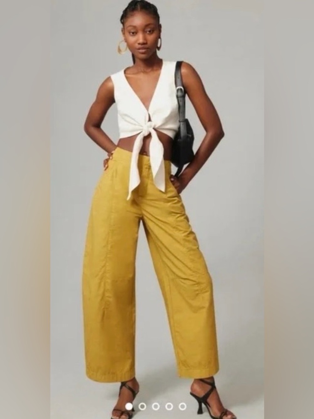Anthropologie Pilcro Wide-Leg Crop Pants in Mustard Yellow.